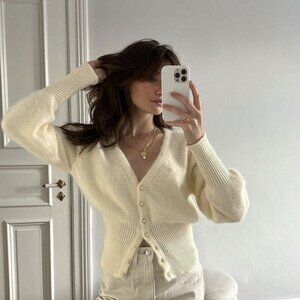 Rouje Paris Esther Pearl Button Front Cardigan Size 34